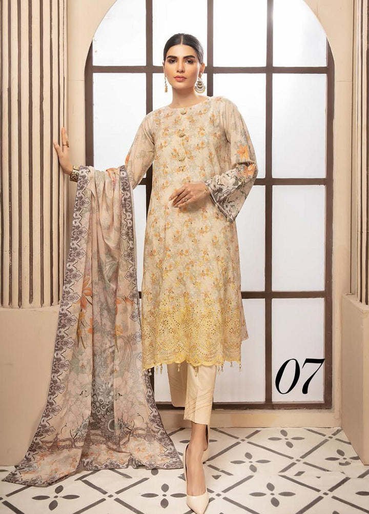 Guzel By Riaz Arts Embroidered Lawn Suits Unstitched 3 Piece RA21G 07 - Summer Collection