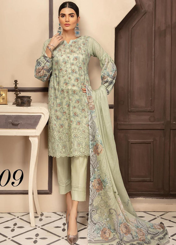 Guzel By Riaz Arts Embroidered Lawn Suits Unstitched 3 Piece RA21G 09 - Summer Collection