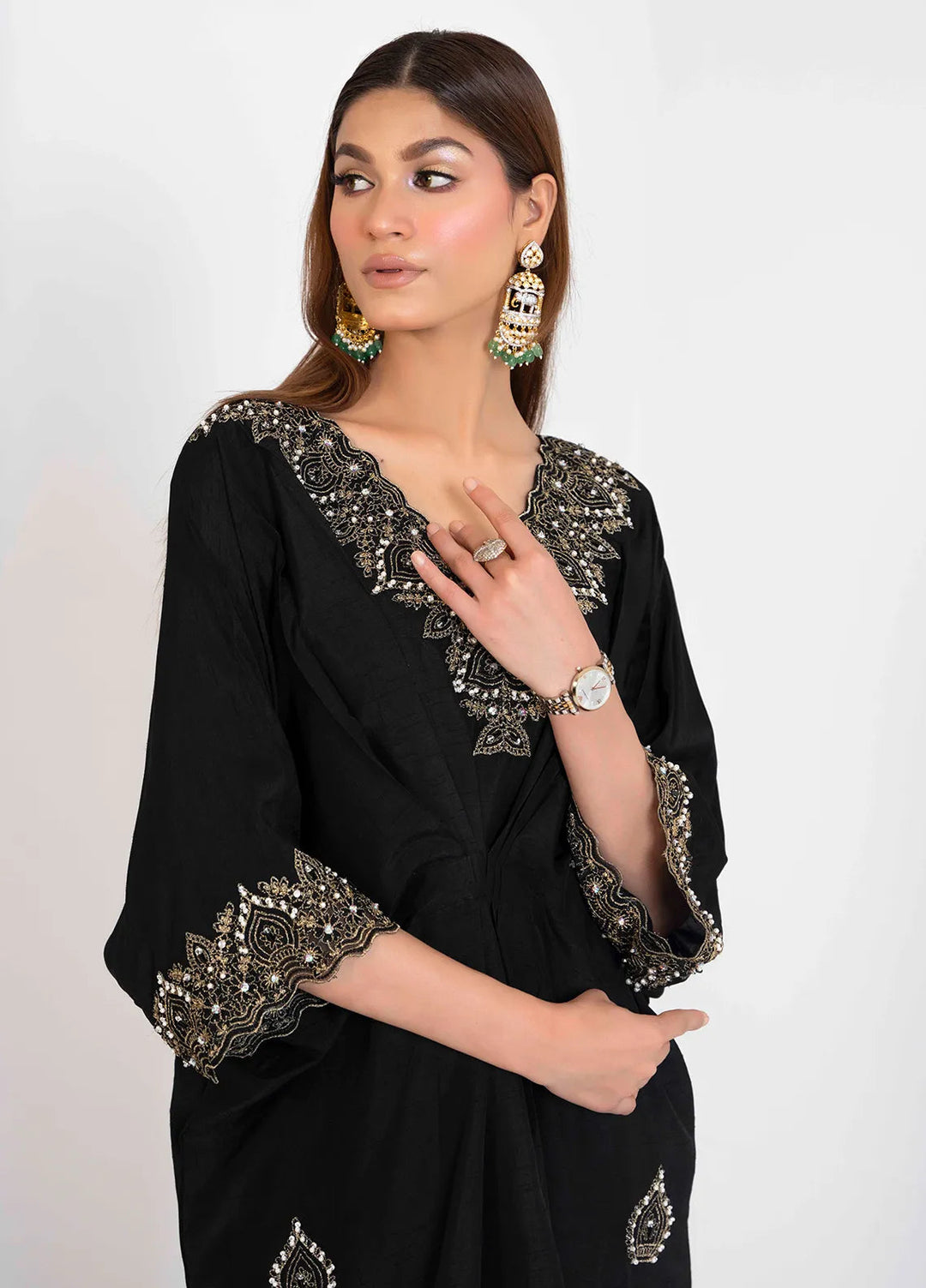 Hadia Batool Pret Embroidered Raw Silk 1 Piece Suit Mahru