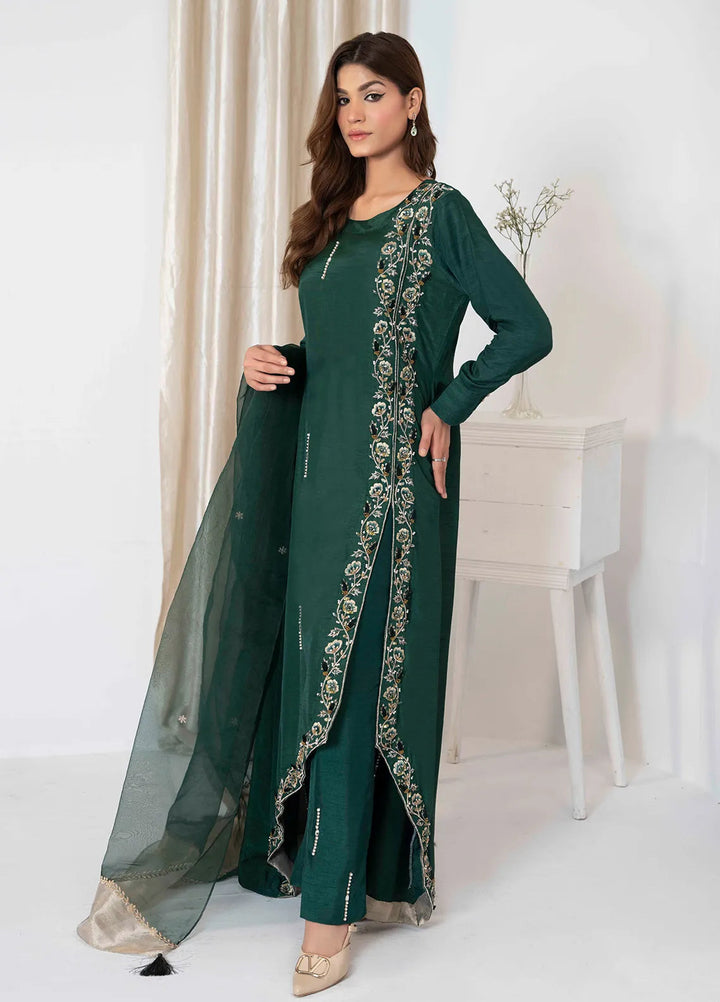 Hadia Batool Pret Embroidered Raw Silk 3 Piece Suit Aria