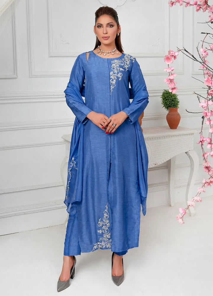Hadia Batool Pret Embroidered Raw Silk 3 Piece Suit Cia