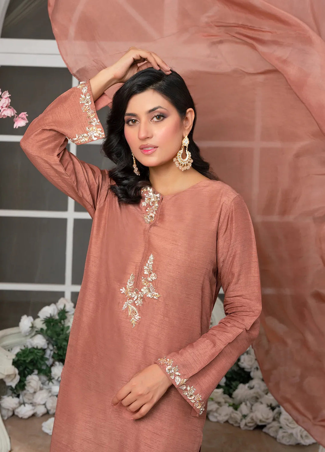 Hadia Batool Pret Embroidered Raw Silk 3 Piece Suit Evara