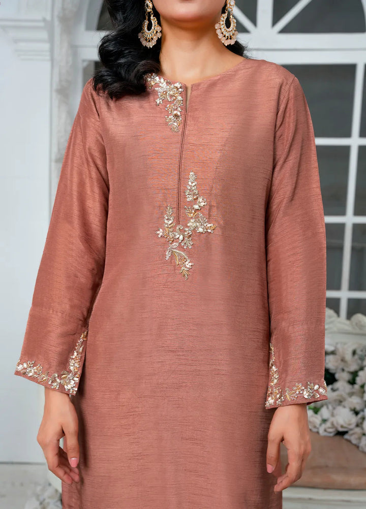 Hadia Batool Pret Embroidered Raw Silk 3 Piece Suit Evara