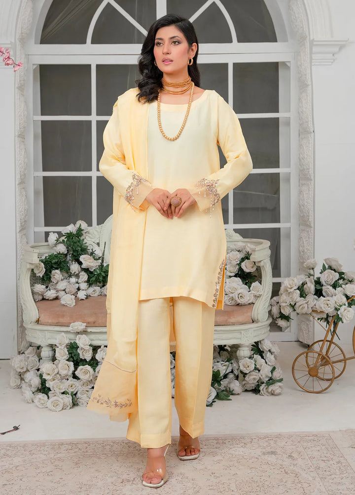 Hadia Batool Pret Embroidered Raw Silk 3 Piece Suit Zaria