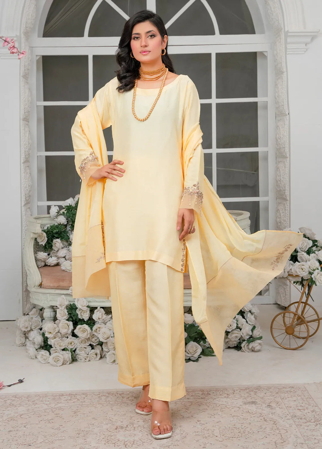 Hadia Batool Pret Embroidered Raw Silk 3 Piece Suit Zaria