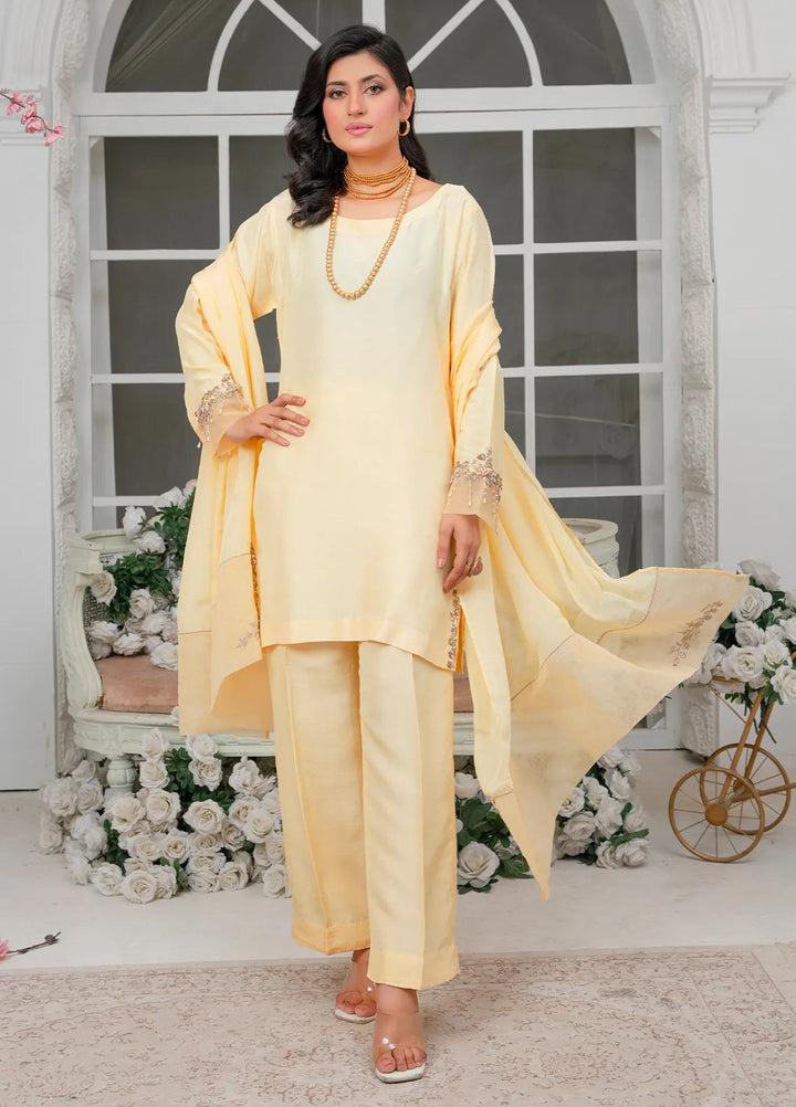 Hadia Batool Pret Embroidered Raw Silk 3 Piece Suit Zaria