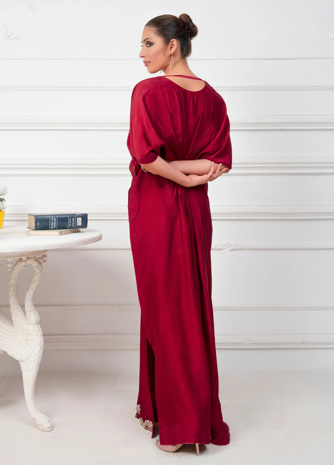 Hadia Batool Pret Embroidered Raw Silk Kaftan Zayn