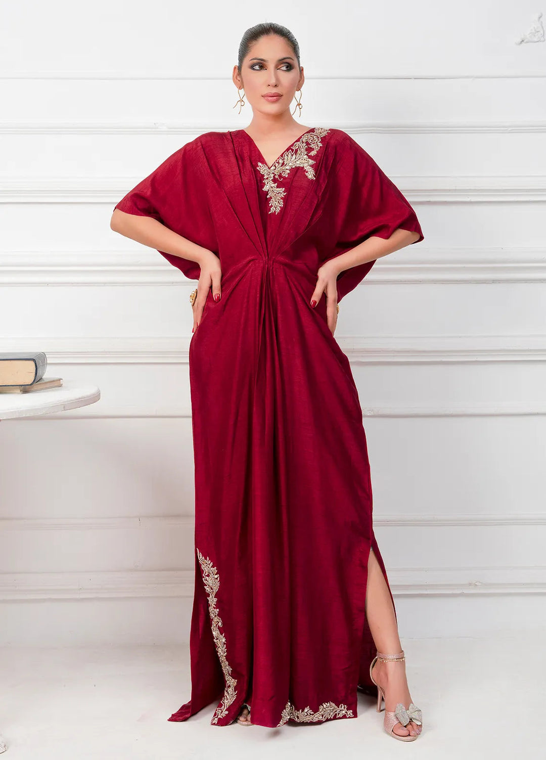 Hadia Batool Pret Embroidered Raw Silk Kaftan Zayn