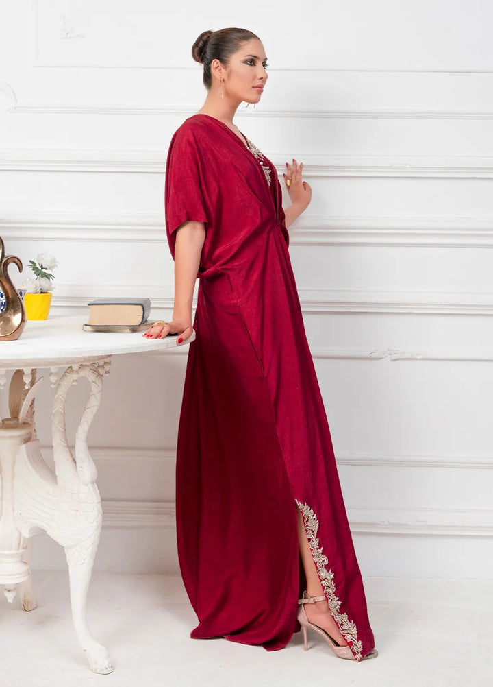 Hadia Batool Pret Embroidered Raw Silk Kaftan Zayn