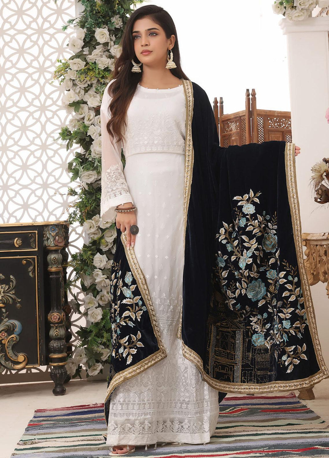Hadia Eman Embroidered Chiffon Suits Unstitched 3 Piece HE23EV D-01 - Festive Collection
