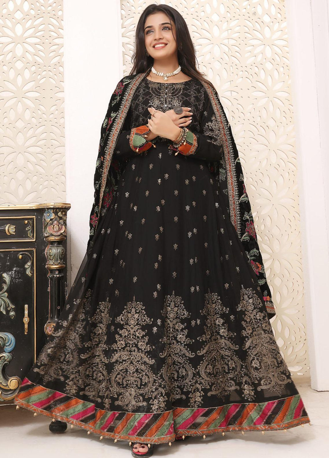 Hadia Eman Embroidered Chiffon Suits Unstitched 3 Piece HE23EV D-03 - Festive Collection