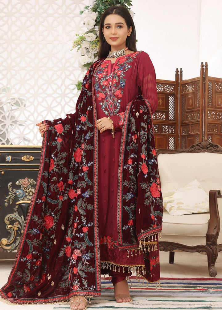 Hadia Eman Embroidered Chiffon Suits Unstitched 3 Piece HE23EV D-05 - Festive Collection