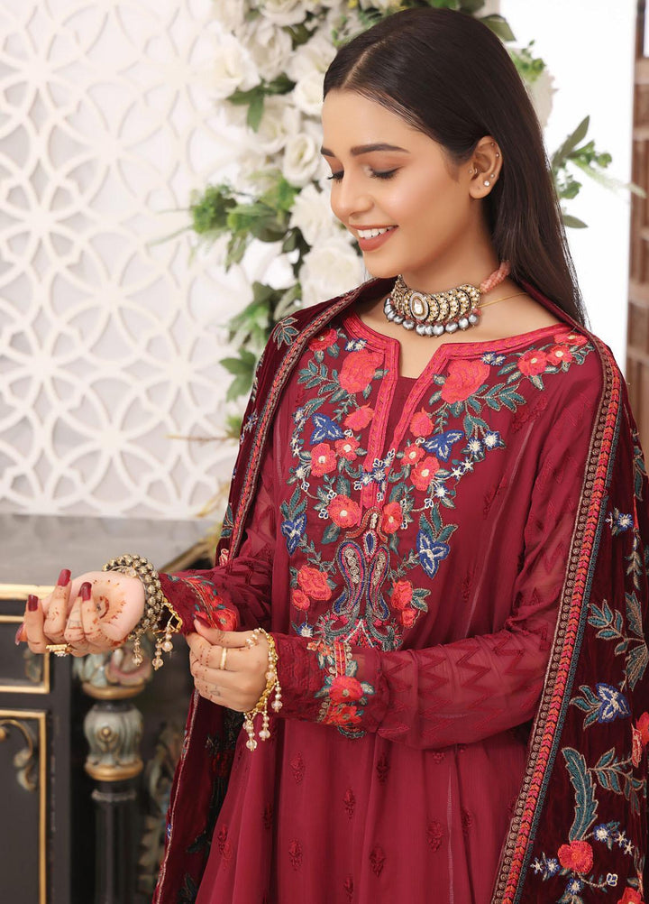 Hadia Eman Embroidered Chiffon Suits Unstitched 3 Piece HE23EV D-05 - Festive Collection