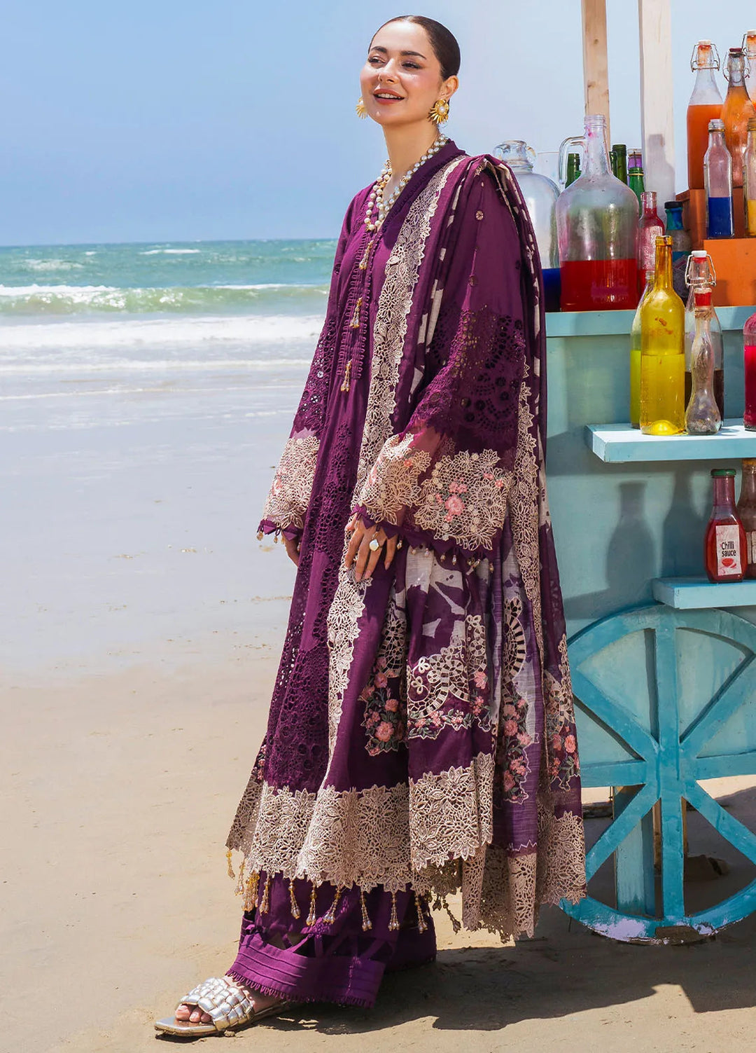Hai Kuch By Elaf Embroidered Lawn Suit Unstitched 3 Piece EF24HK EHK-06 Hania - Festive Collection