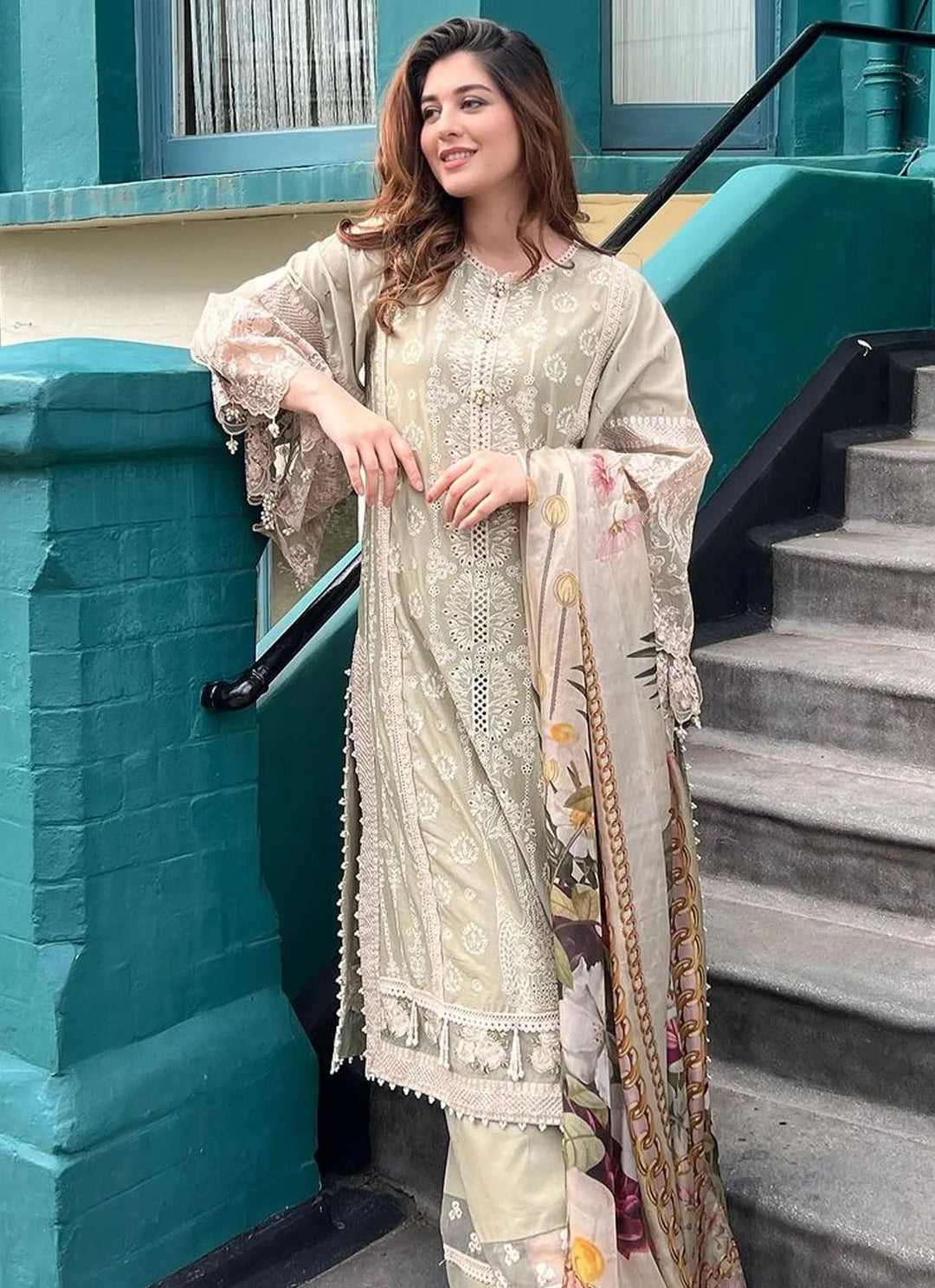 Hai Kuch By Elaf Embroidered Lawn Suit Unstitched 3 Piece EF24HK EHK-08 Pur Shokh - Festive Collection