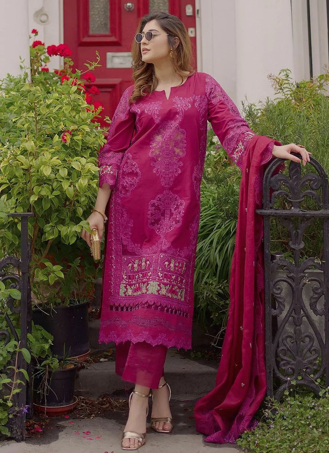 Hai Kuch By Elaf Embroidered Lawn Suit Unstitched 3 Piece EF24HK EHK-1B Gulzar - Festive Collection