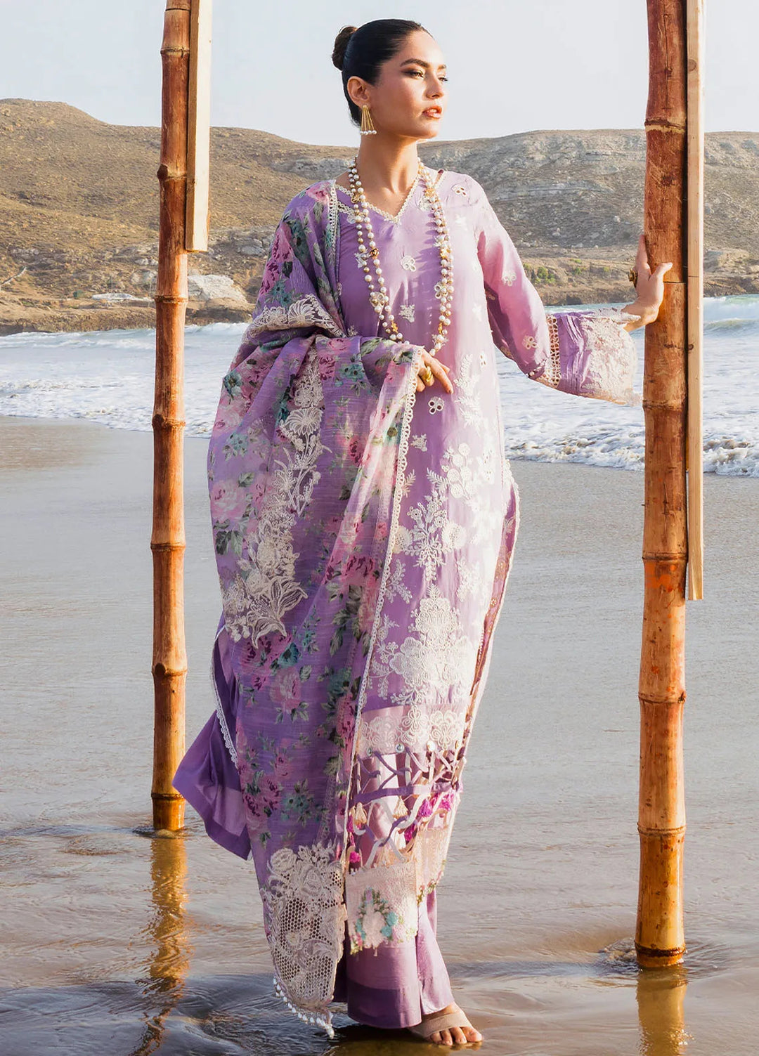 Hai Kuch By Elaf Embroidered Lawn Suit Unstitched 3 Piece EF24HK EHK-2A Banafsha - Festive Collection