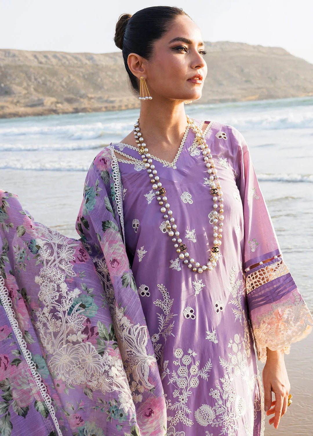 Hai Kuch By Elaf Embroidered Lawn Suit Unstitched 3 Piece EF24HK EHK-2A Banafsha - Festive Collection