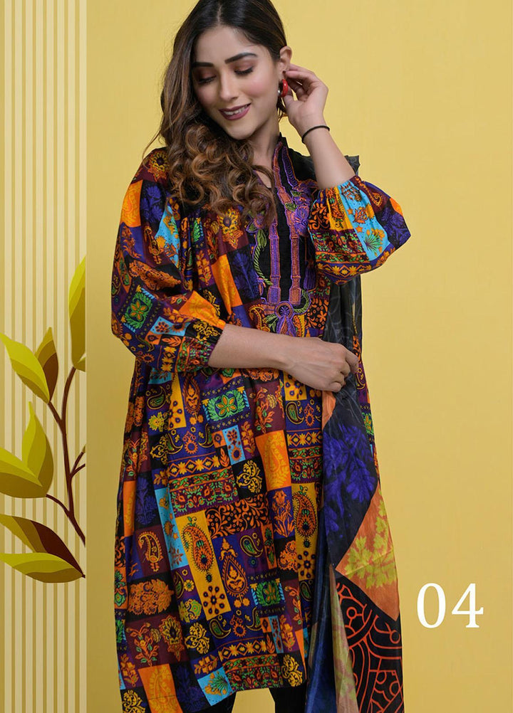 Halima Sultan Embroidered Lawn Suits Unstitched 3 Piece HS21L-2 04-Tulip - Summer Collection