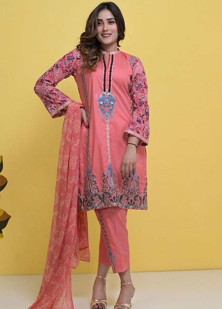 Halima Sultan Embroidered Lawn Suits Unstitched 3 Piece HS21L-2 05-Orchid - Summer Collection