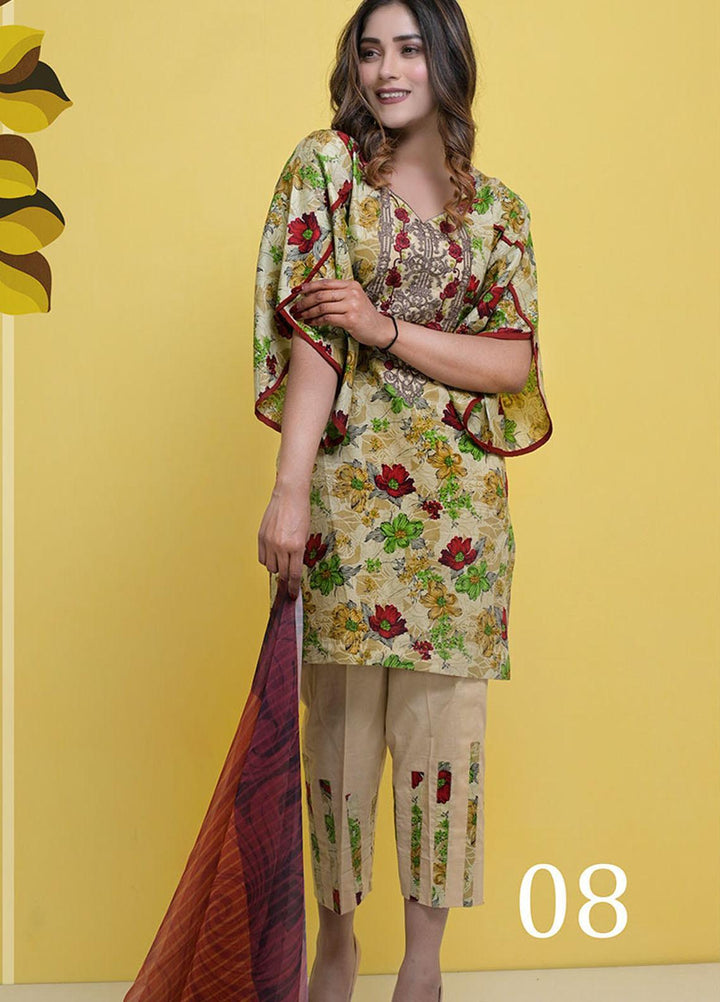 Halima Sultan Embroidered Lawn Suits Unstitched 3 Piece HS21L-2 08-Rose - Summer Collection