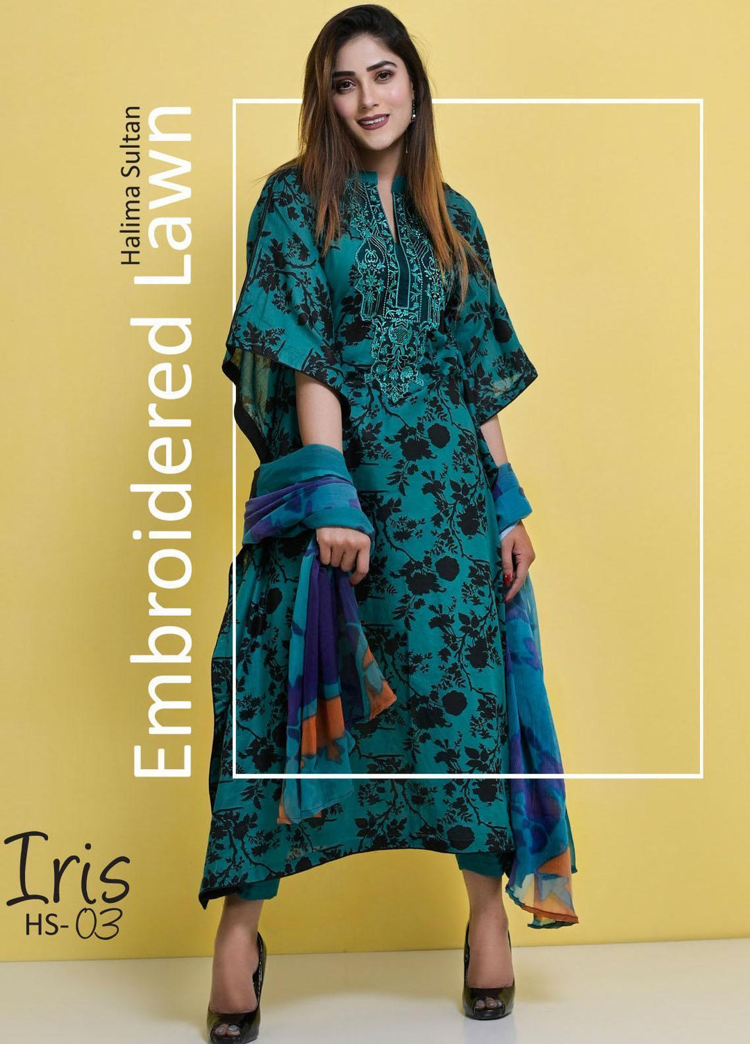 Halima Sultan Embroidered Lawn Suits Unstitched 3 Piece HS21-L3 03 Iris - Summer Collection