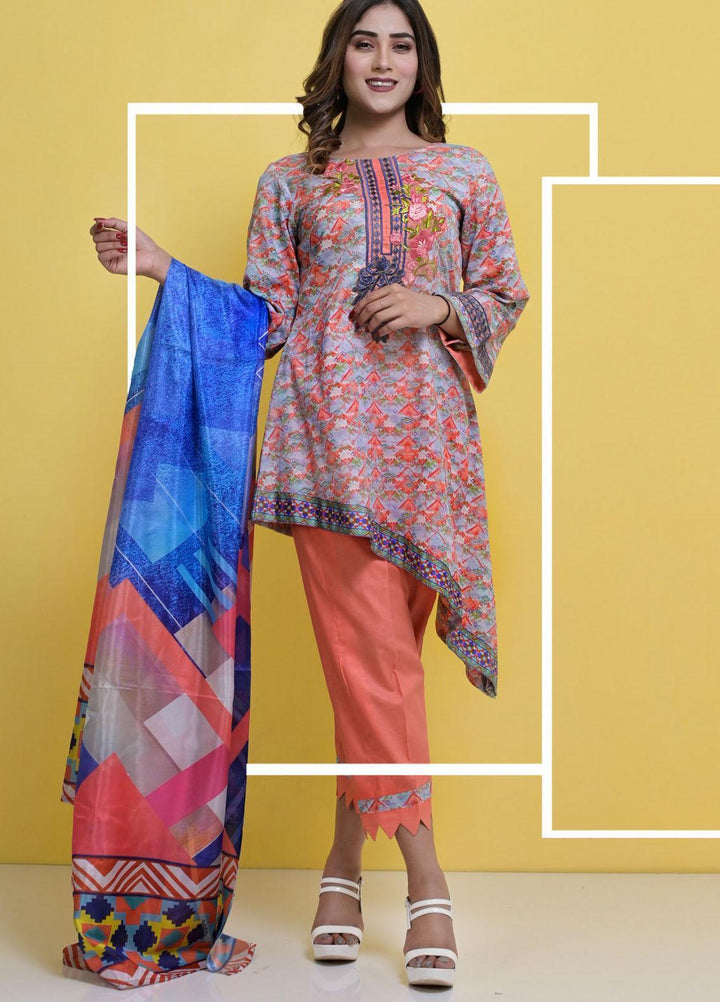 Halima Sultan Embroidered Lawn Suits Unstitched 3 Piece HS21-L3 07 Indigo - Summer Collection