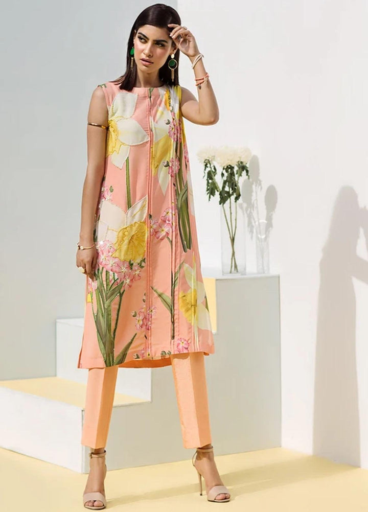 Hana Luxury Pret Embroidered Grip 2 Piece Suit Peach Merlin