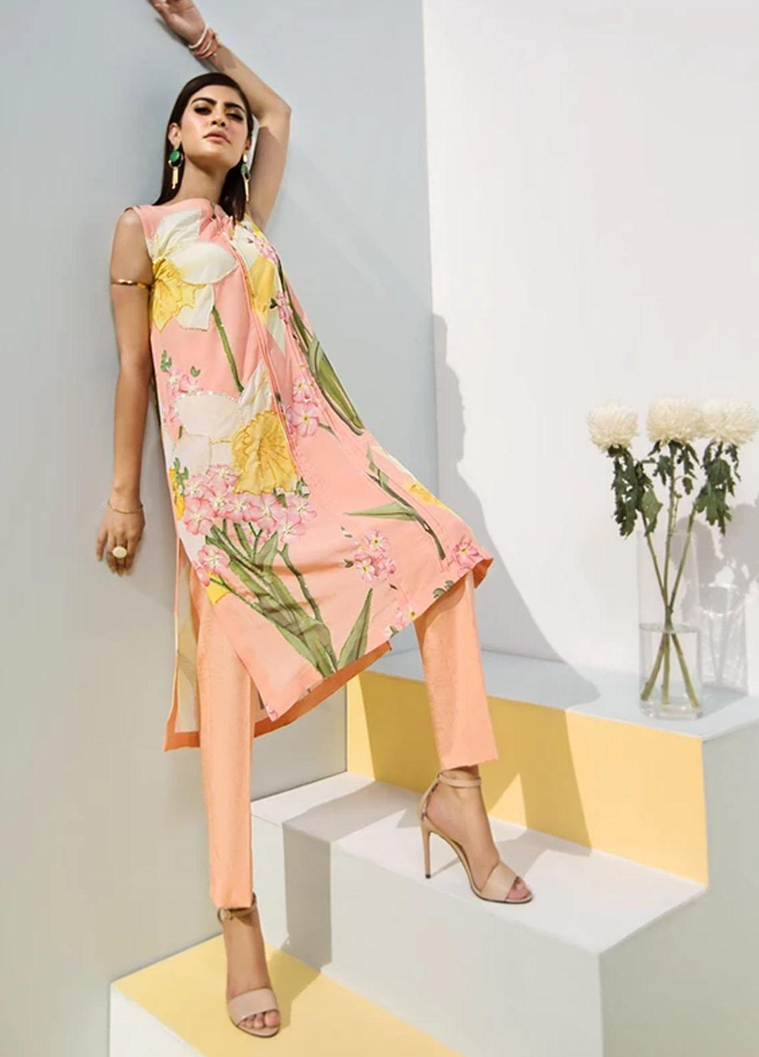 Hana Luxury Pret Embroidered Grip 2 Piece Suit Peach Merlin