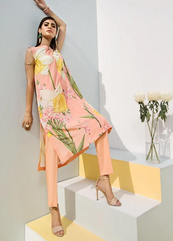 Hana Luxury Pret Embroidered Grip 2 Piece Suit Peach Merlin