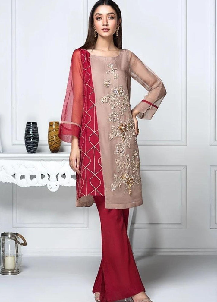 Hana Luxury Pret Embroidered Raw Silk 2 Piece Dress Oriental Climber