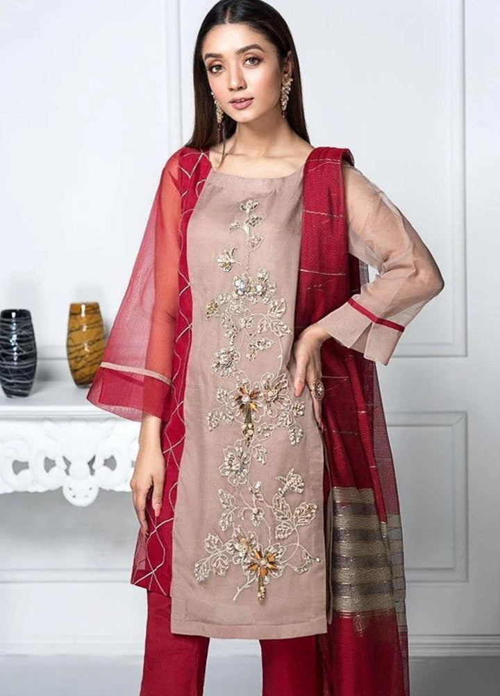 Hana Luxury Pret Embroidered Raw Silk 2 Piece Dress Oriental Climber