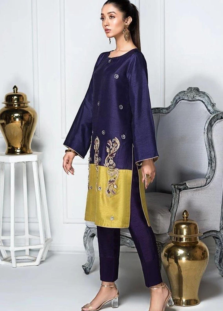 Hana Luxury Pret Embroidered Raw Silk 2 Piece Suit FL0002 Milanchi