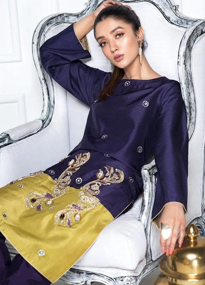 Hana Luxury Pret Embroidered Raw Silk 2 Piece Suit FL0002 Milanchi