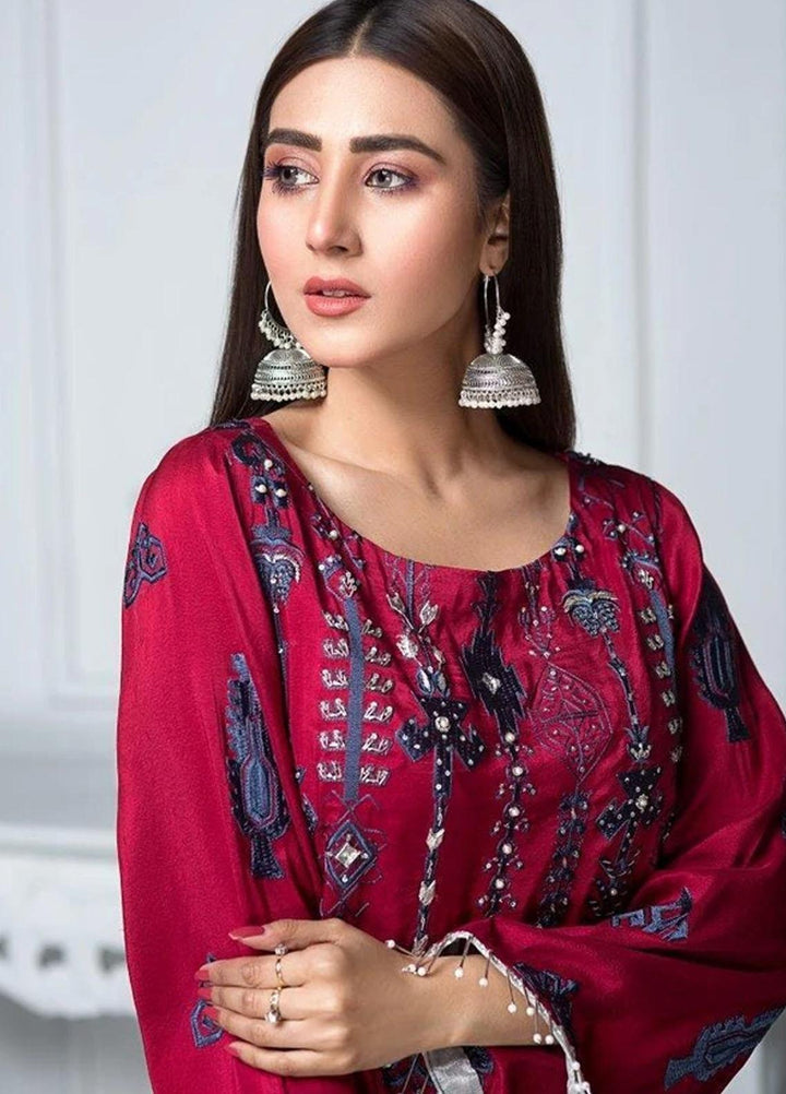 Hana Luxury Pret Embroidered Raw Silk 2 Piece Suit FL0007 Folk Lolk