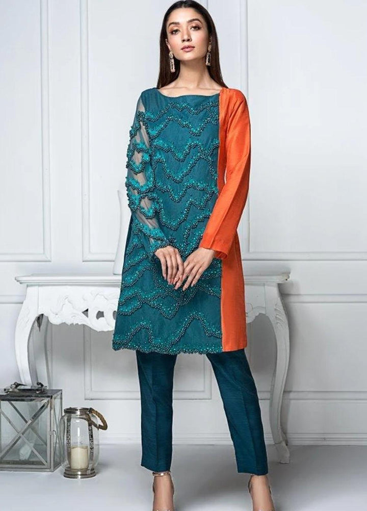 Hana Luxury Pret Embroidered Raw Silk 2 Piece Suit FL0008 In to Wild