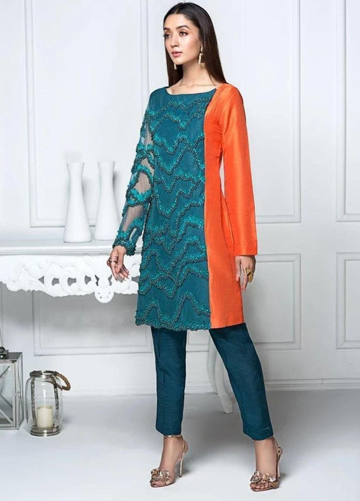 Hana Luxury Pret Embroidered Raw Silk 2 Piece Suit FL0008 In to Wild