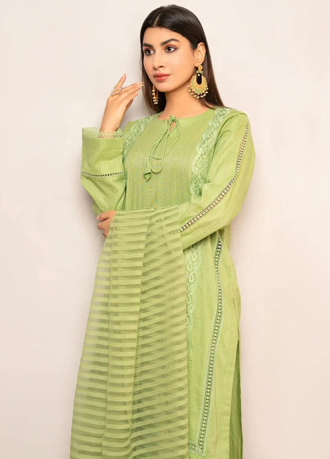 Hana Pret Casual Cotton 3 Piece Suit Basil