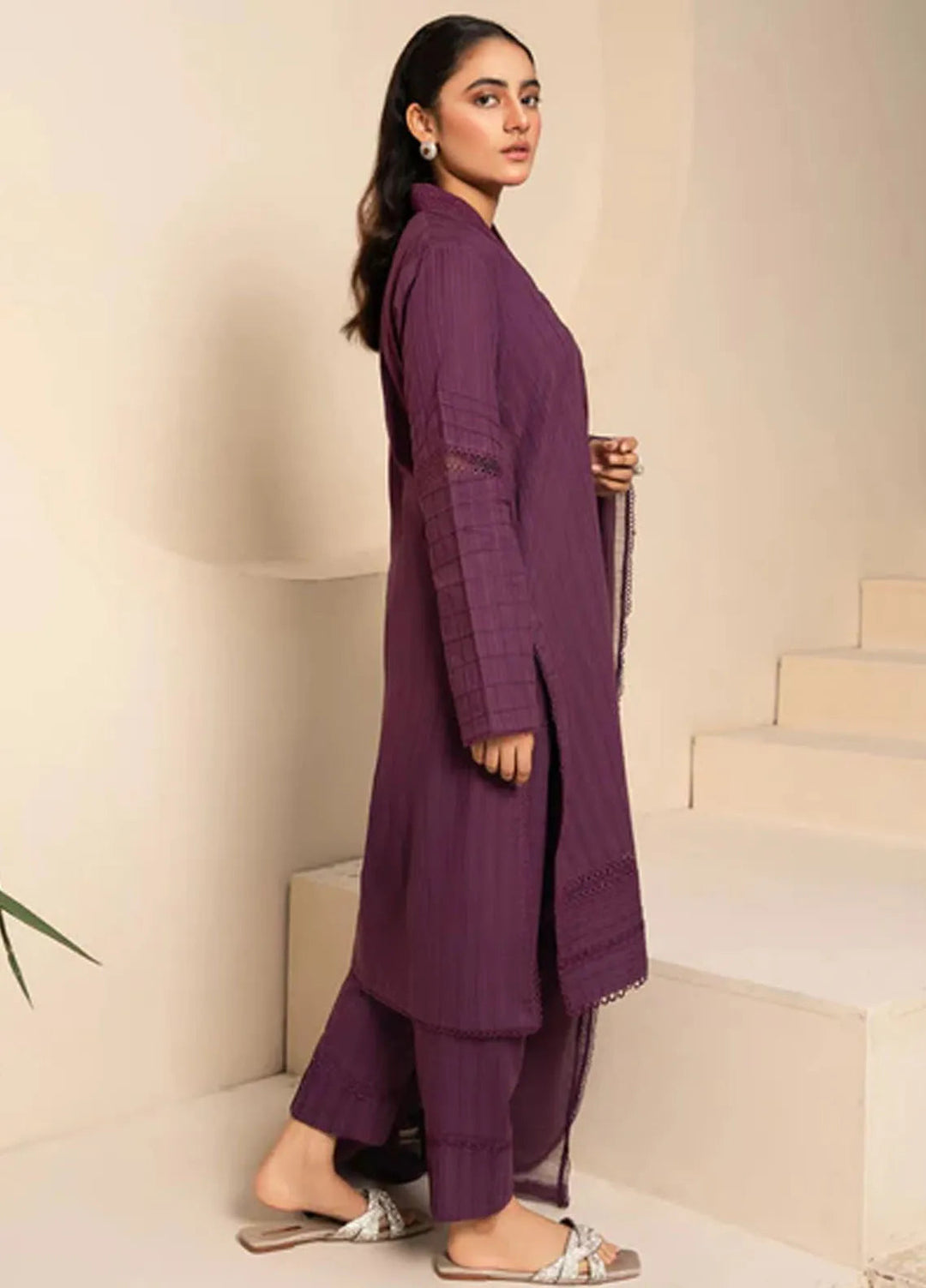 Hana Pret Casual Jacquard 3 Piece Suit Tanzanite