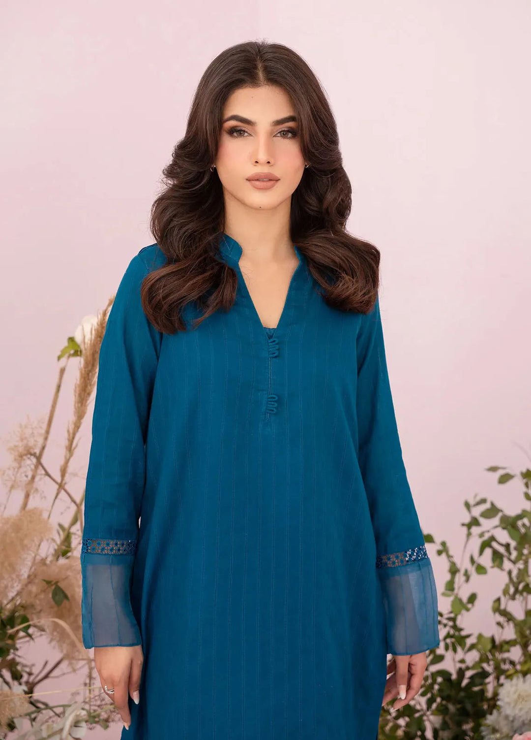 Hana Pret Embroidered Cotton 2 Piece Suit Abyss