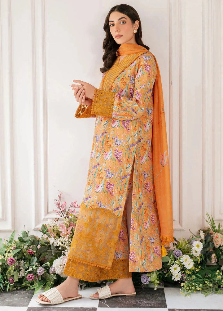 Hana Pret Embroidered Cotton Cambric 3 Piece Suit Blaze