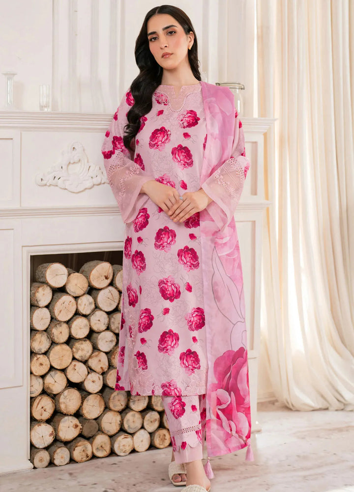 Hana Pret Embroidered Cotton Cambric 3 Piece Suit Blushful