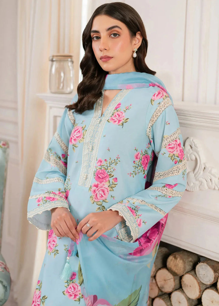Hana Pret Embroidered Cotton Cambric 3 Piece Suit Icebloom