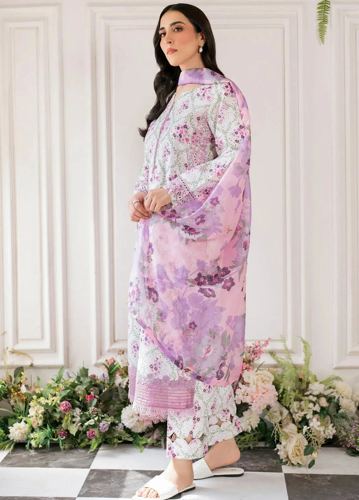 Hana Pret Embroidered Cotton Cambric 3 Piece Suit Violetbloom