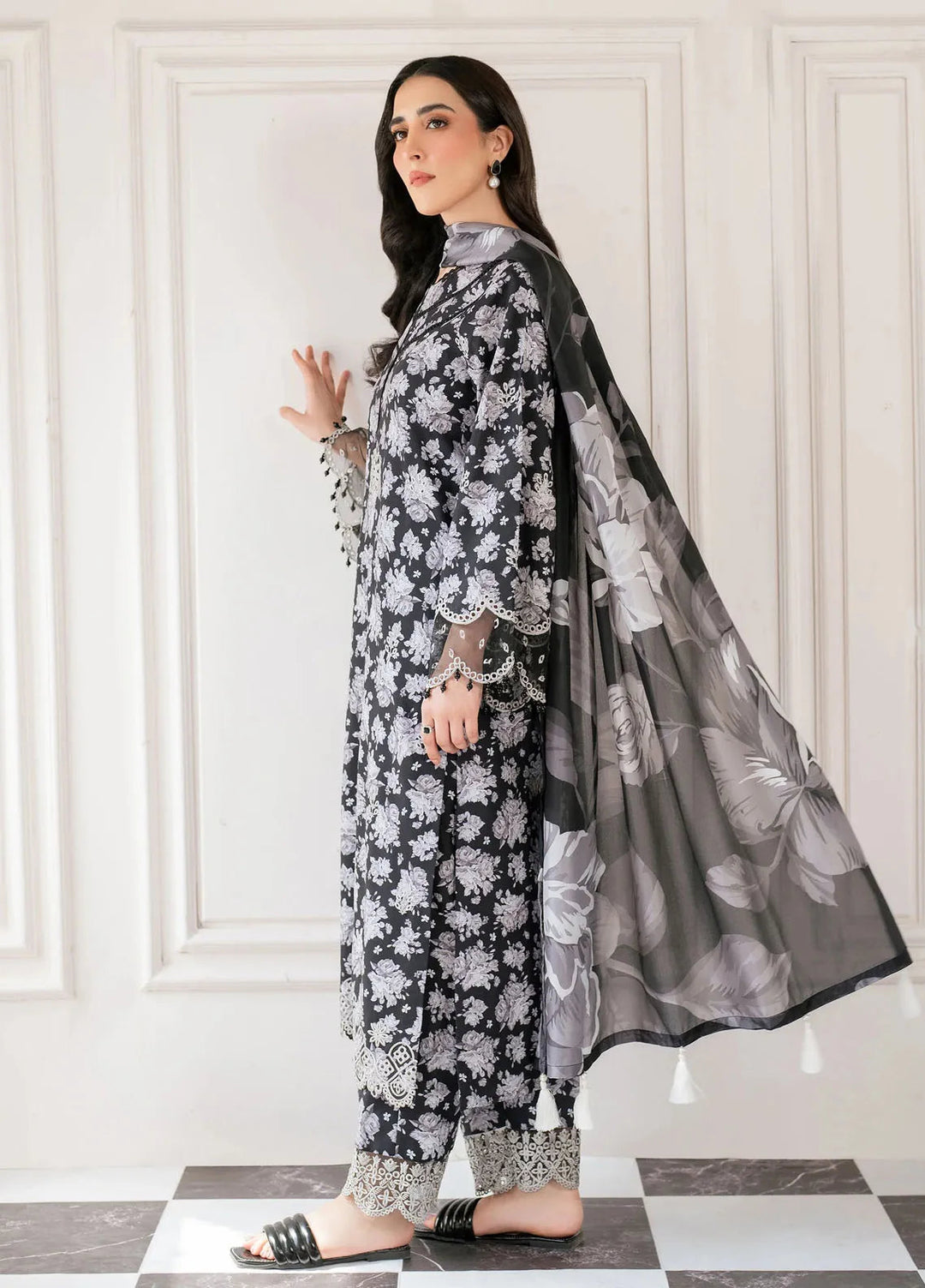 Hana Pret Embroidered Cotton Cambric 3 Piece Suit Vortex