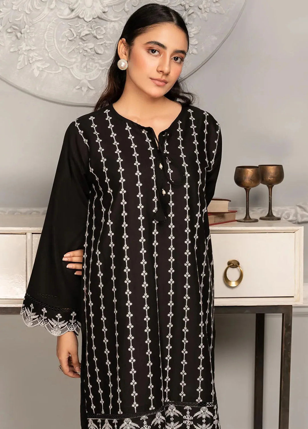 Hana Pret Embroidered Cotton Kurti Jasper