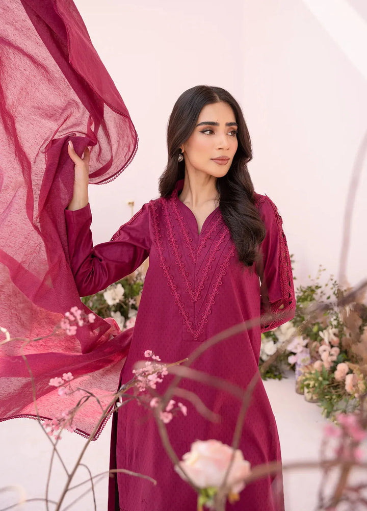 Hana Pret Embroidered Lawn 3 Piece Suit Amethyst