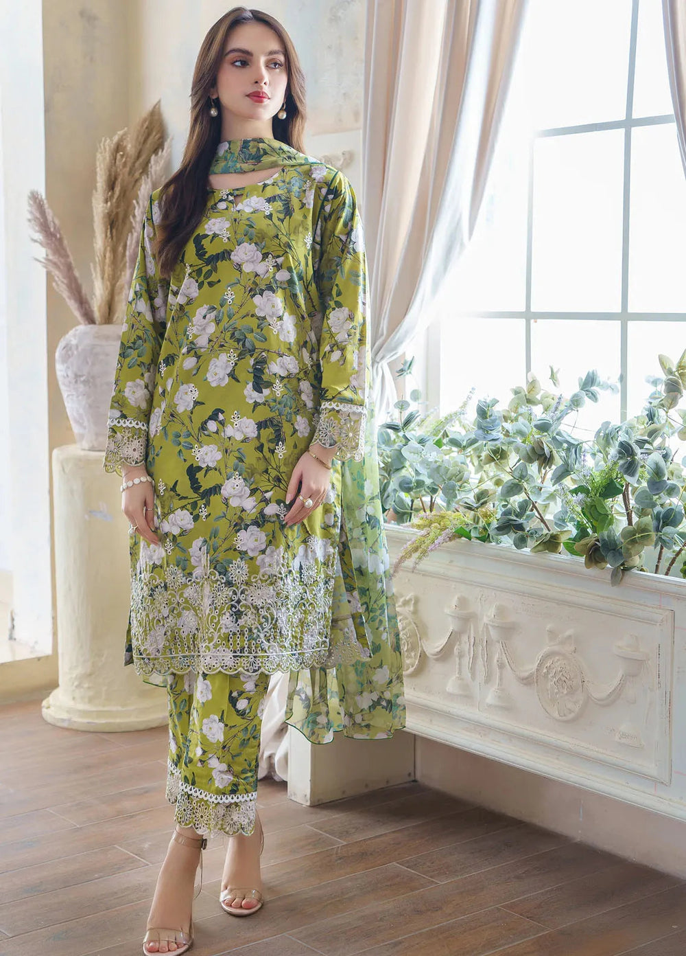 Hana Pret Embroidered Lawn 3 Piece Suit Celestial Elegance