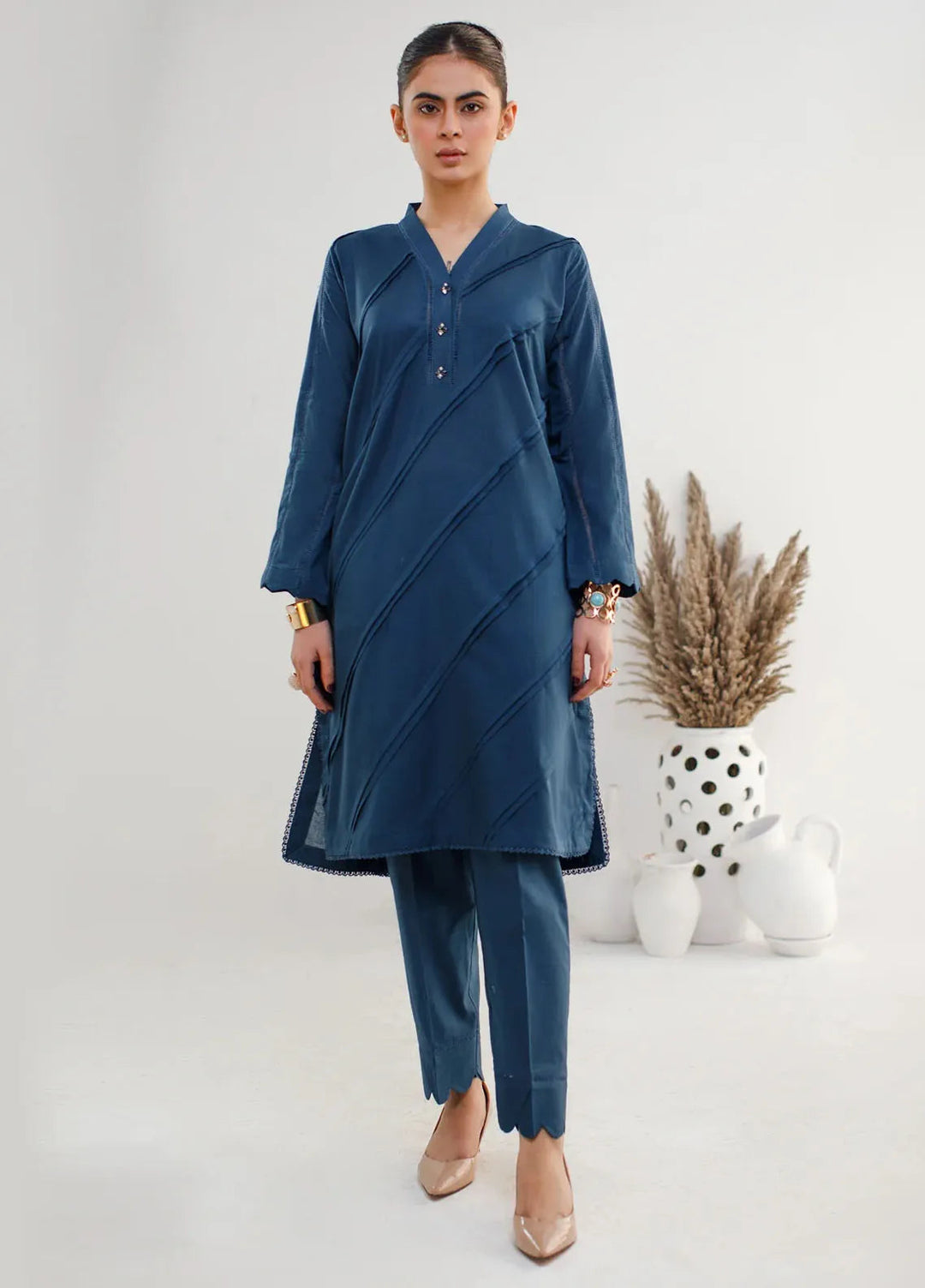 Hana Pret Printed Cotton 2 Piece Suit Admiral