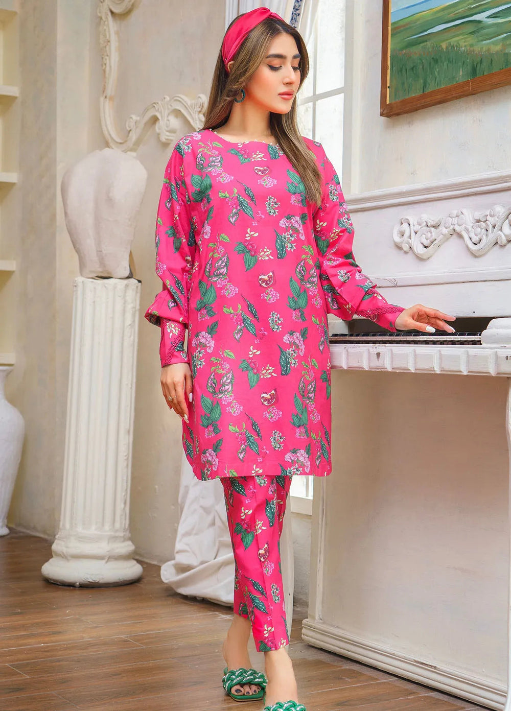 Hana Pret Printed Cotton 2 Piece Suit Pink Breeze